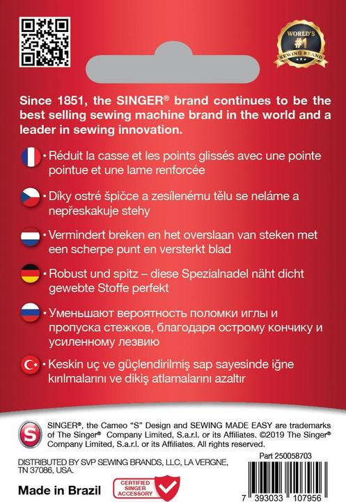 Produktbild Singer TWIN Nähmaschinennadel 4mm, 100/16