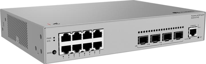Actual product image Huawei S220-8T4S 8x10/100/1000BASE-T ports 4xGE SFP ports AC power eKit (8 Ports)