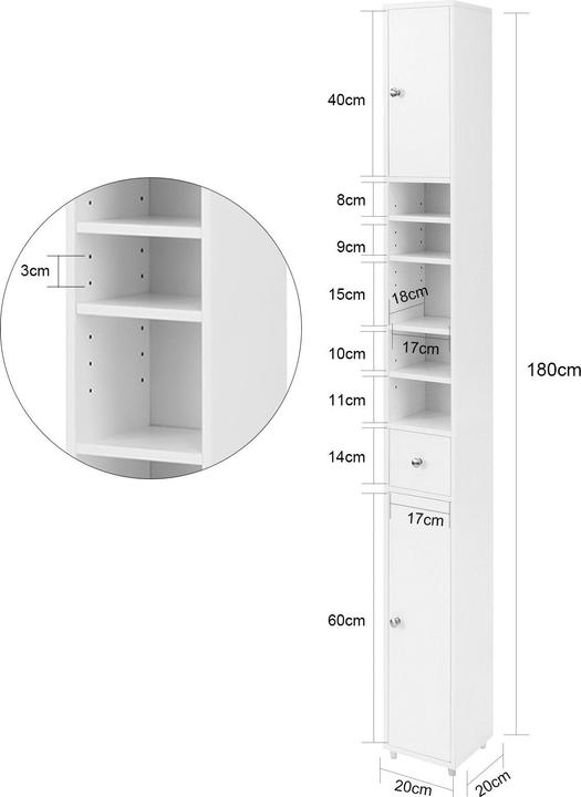 Immagine prodotto SoBuy Colonna bagno (20 x 20 x 180 cm)