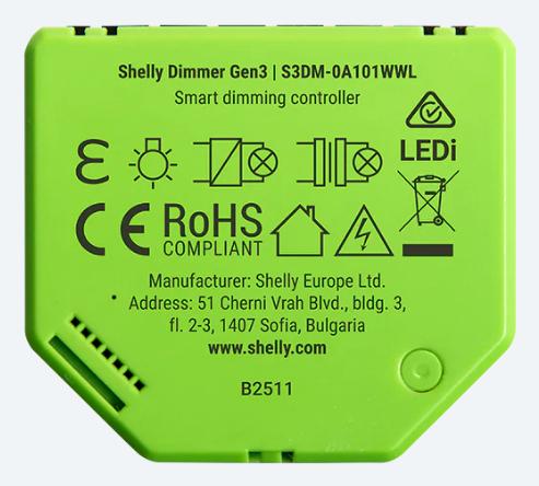 Actual product image Shelly Dimmer Gen3 (Dimming actuator)