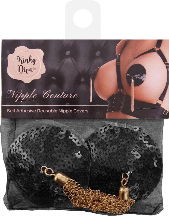 Actual product image Kinky Diva Sequin Nipple Covers w Chain