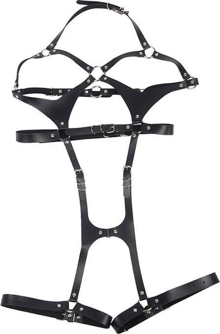 Productafbeelding Subblime Full Body Harnas Met Leren Gespen Zwart One Size