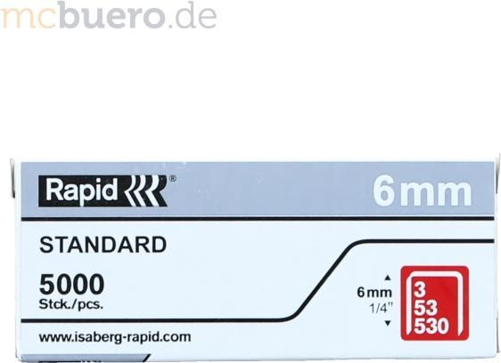 Produktbild Rapid Tackerklammern Nr. 53 6mm verzinkt VE=5000 Stück (5000 x)