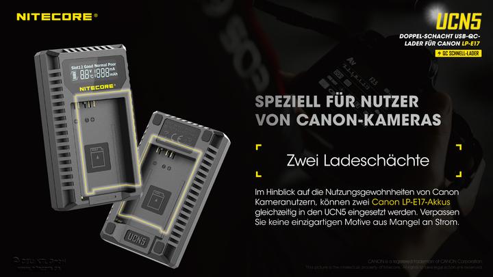 Produktbild Nitecore UCN5 - für Canon Cameras (Kamera Akku Ladegerät)