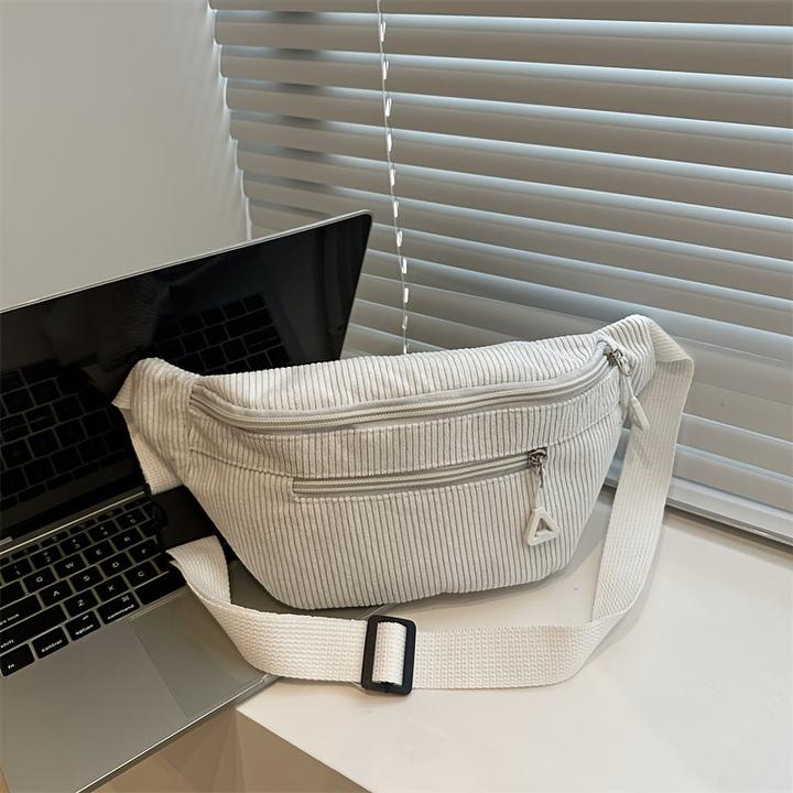 Produktbild Only-Bags.Store Stylische Cordtasche - Lässiger Fashion Sling Rucksack mit verstellbarem Gurt, Reissverschluss und