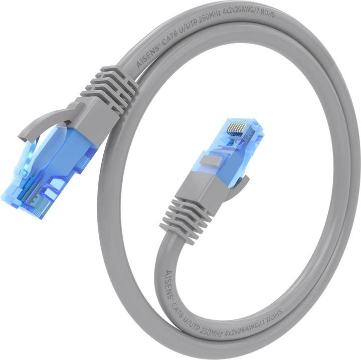 Actual product image Aisens CABLE RED LATIGUILLO RJ45 CAT.6 UTP AWG26 CCA GRIS 25CM (U/UTP, CAT6, 0.25 m)
