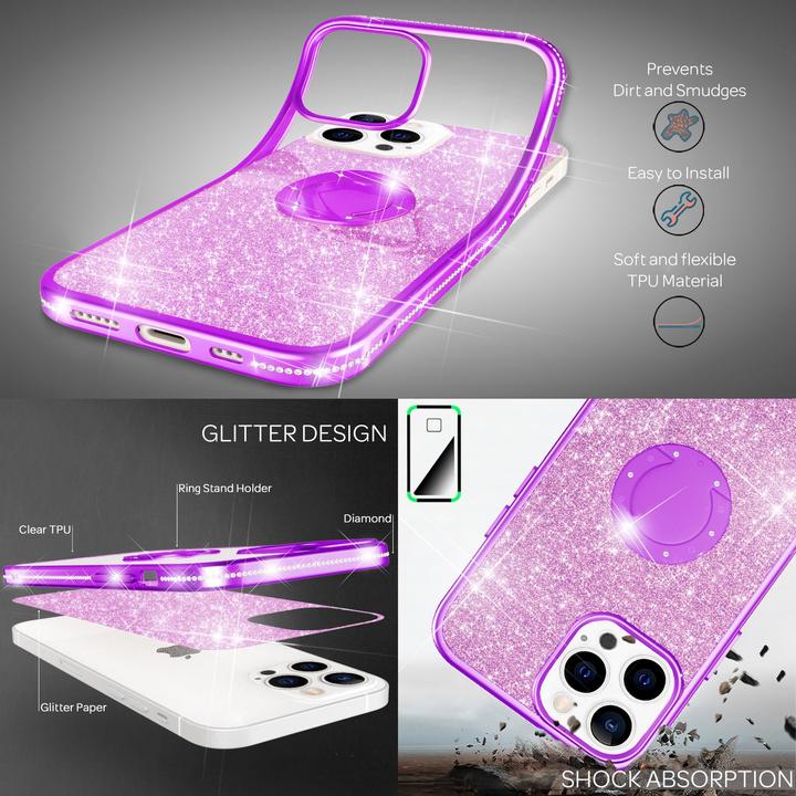 Produktbild Nalia Ring Glitzer Silikon Hülle (Apple iPhone 13 Pro)