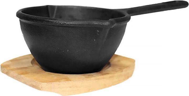 Produktbild All'Grill Sossentopf mit Holzuntersetzer ø 12 x 6 cm (Pfannenset + Topfset, Gusseisen)