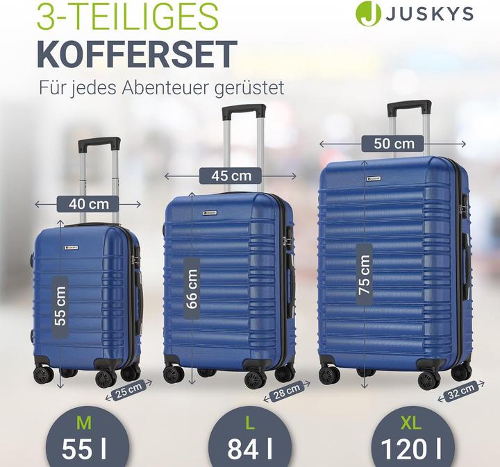 Image du produit Juskys Hartschalen-Kofferset (120 l, M (50 - 90l), L (90 - 115l), XL (à partir de 115l))
