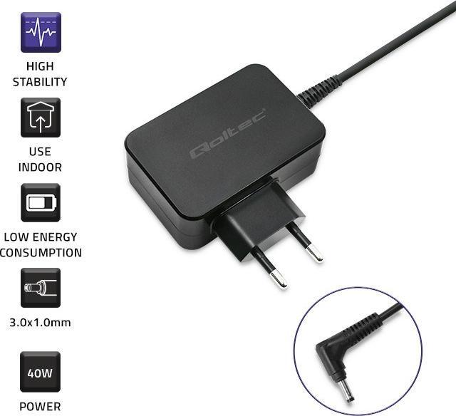 Produktbild Qoltec Netzteil für Samsung Ultrabook 40W | 19v | 2.1a | 3,0*1,0 (40 W)