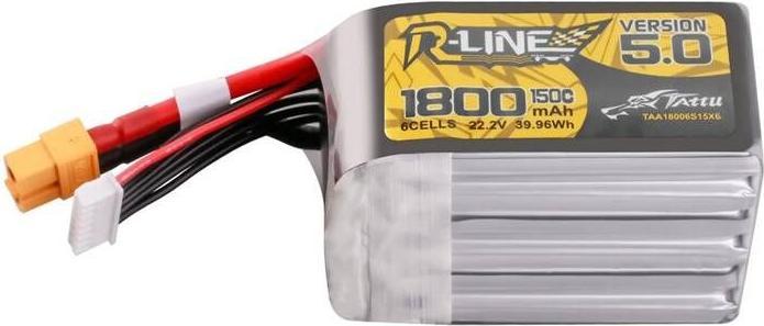 Produktbild Tattu Lipo R-Line Version 5.0 1800mAh 22.2V 150C 6S battery with XT60 connector (22.20 V, 1800 mAh)