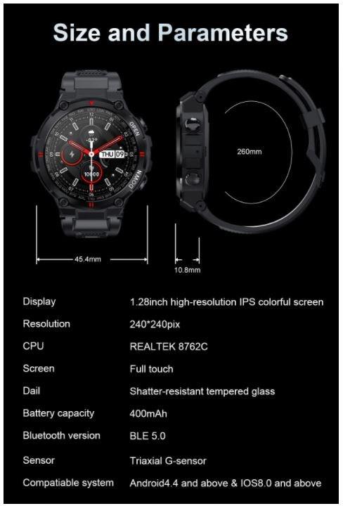Image du produit Senbono Sport Smartwatch Black Max6 0pix Waterproof Ip68 - Functions Sport And Communicators. Phone