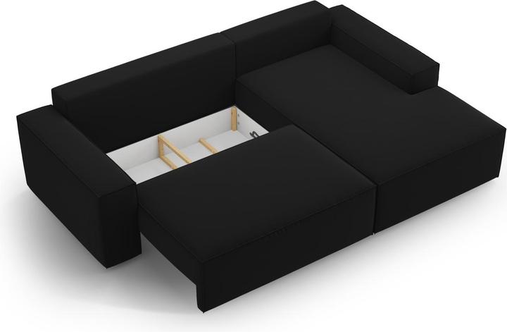 Image du produit Micadoni Canapé D'Angle Droit Velours Convertible Avec Coffre De Rangement, "Jodie", 3 Places, 246x151x86 Fab (Canapé d'angle)