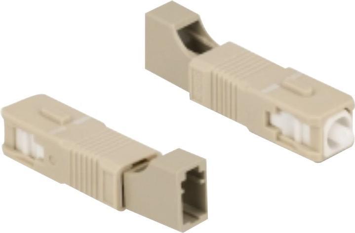 Actual product image Delock Fibre optic hybrid coupling SC simplex male to LC simplex female beige (Network coupling)
