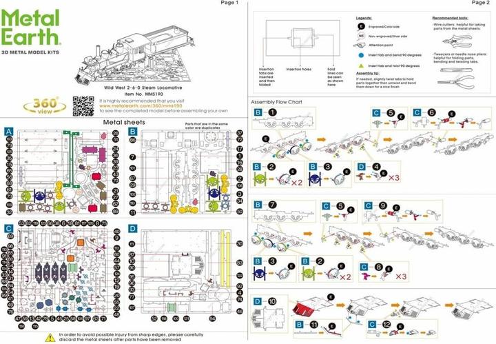 Valeurs nutritives et ingrédients Metal Earth Far West 2-6-0 Locomotive