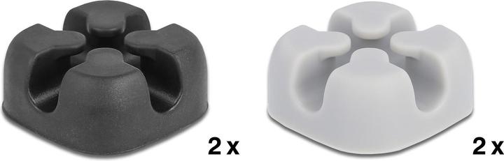 Actual product image Delock Cable holder cross-shaped self-adhesive 4 pieces black / grey