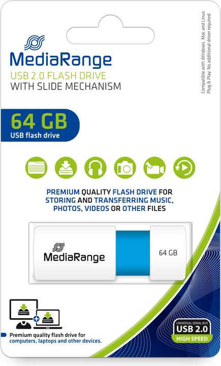 Image du produit MediaRange Clé mémoire USB, édition couleur (64 Go, USB-A)