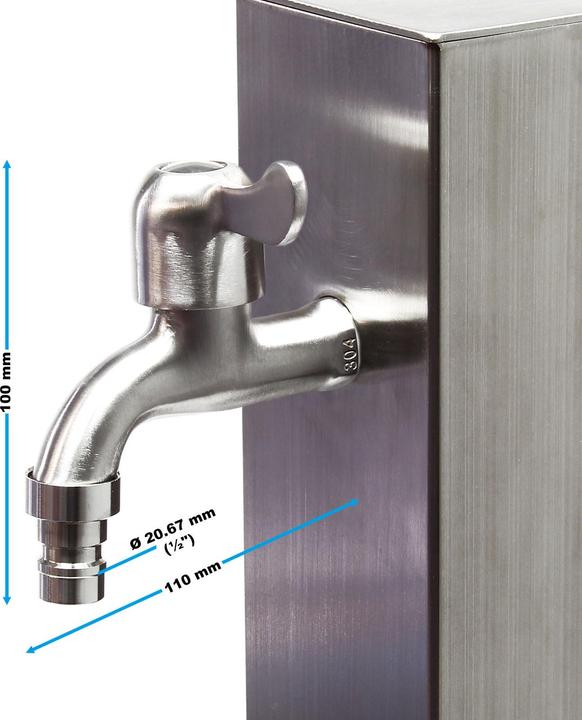 Immagine prodotto Wiltec Rubinetto d'acqua 95 cm colonna d'acqua in acciaio inox rubinetto quadrato da giardino