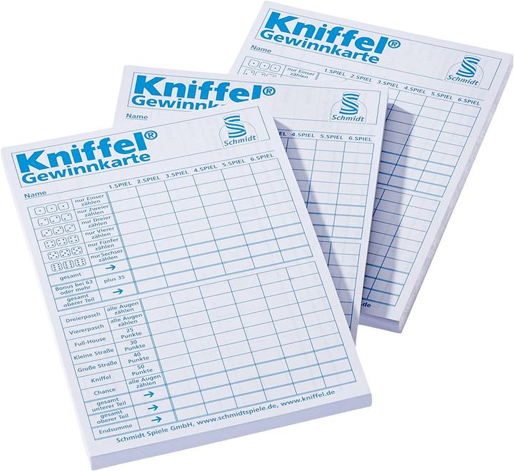 Actual product image Schmidt Spiele SSP49039 - Kniffelblock - 3 pieces for 1440 games, 2-8 players, ages 8+ (DE edition) (German)
