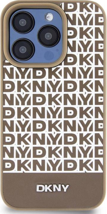 Actual product image DKNY PU Leather Repeat Pattern Bottom Stripe MagSafe Case for iPhone 14 Pro Max Brown (Apple iPhone 14 Pro Max)