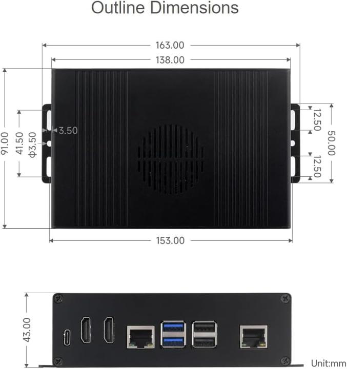 Actual product image WaveShare Aluminium multifunction case for Raspberry Pi 5