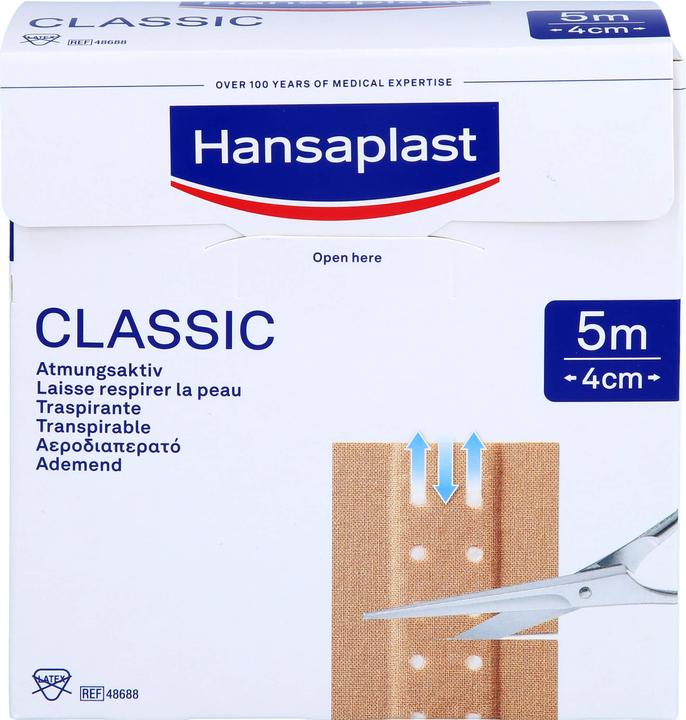 Immagine prodotto Hansaplast Gesso traspirante classico da 5 m x 4 cm, 1 pz. di gesso (1 x)