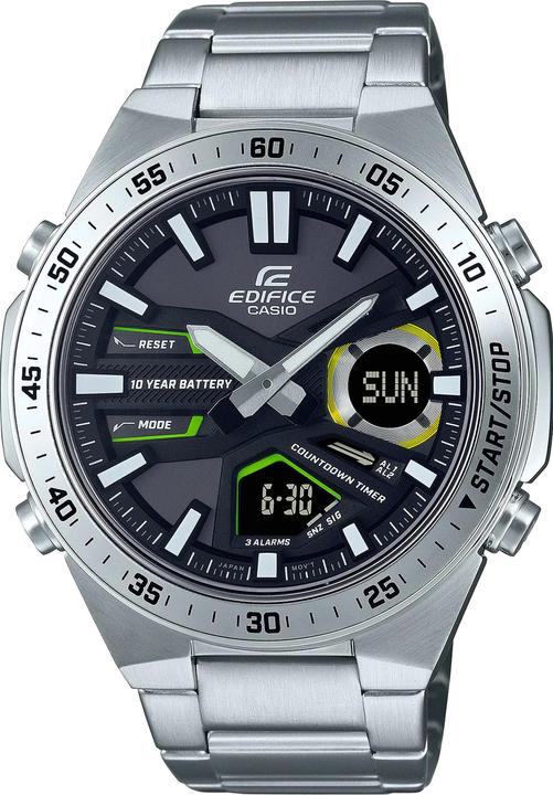 Casio Edifice - EFV-C110D-1A3VEF (Sportuhr, Digitaluhr, Analoguhr, Lünette drehbar, Funkuhr, Schrittzähler, Taucheruhr, 47 mm)