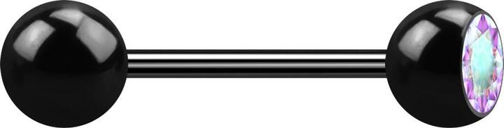 Produktbild Star Piercing Micro Barbell schwarz mit Kugel und Kugeln Kristall multicolor (ohne Messing, Chirurgenstahl 316L)