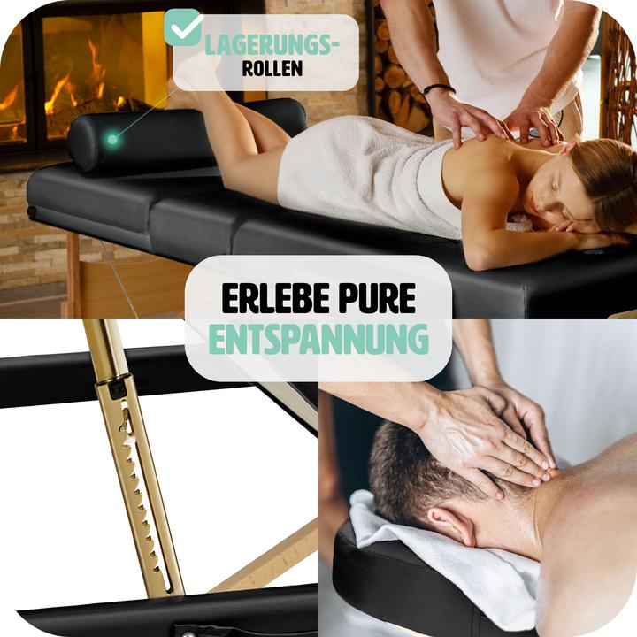 Produktbild tectake 3 Zonen Massageliege-Set Somwang mit 7,5cm Polsterung, Rollen und Holzgestell