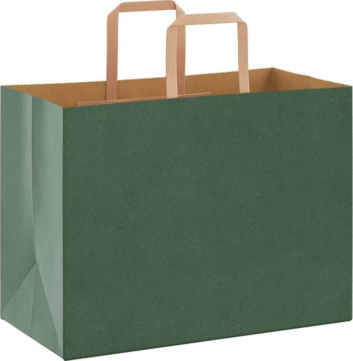 Produktbild VidaXL Kraftpapiertüten 250 Stk. mit Henkel Grün 32x17x25 cm Papiertüte (Geschenktüte, 250 x)