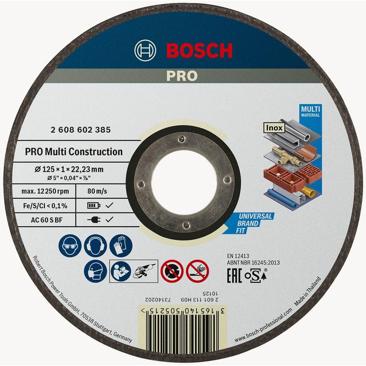 Bosch Professional Zubehör PRO Disco da taglio multi materiale, 125 x 1 x 22,23 mm