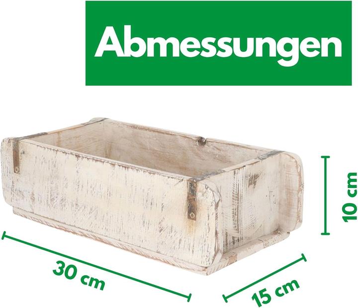 Produktbild Novaliv Holzkiste Vintage Weiss 30 x 15 x 10 cm Alte Ziegelform Holz EIN KAMMER Allzweckkiste aus rec (30 x 15 x 10 cm)