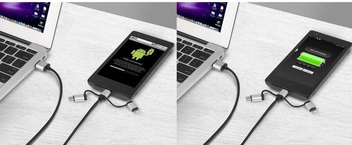 Image du produit Renkforce Câble de charge et de synchronisation 3 en 1 Micro-USB/Lightning/USB-C 1.5 m (1.50 m, USB 2.0, 2.50 W)