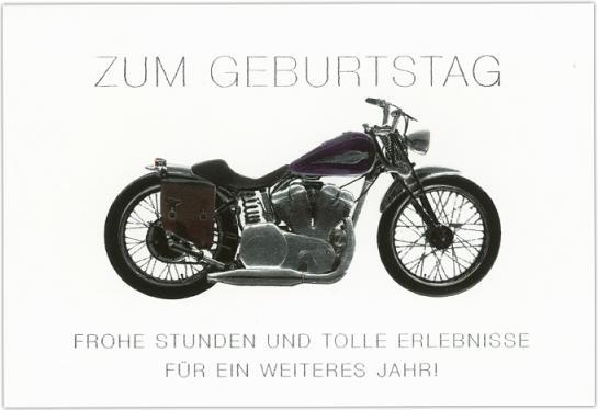 ABC Geburtstagskarte Motorrad, weisse Doppelke (1 Stk.)