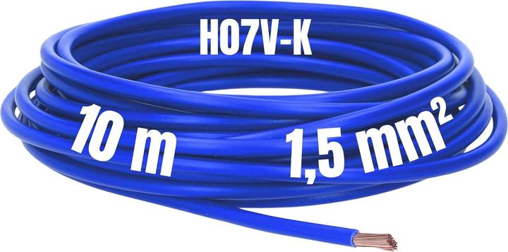 Actual product image Kalitec 10 metre H07V-K 1.5 mm² dark blue wiring cable I flexible core cable I PVC single core (10 m)