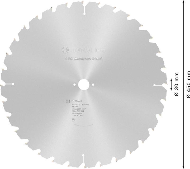 Actual product image Bosch Professional Zubehör PRO Construct Wood circular saw blade, 450 x 3.8 x 30 mm