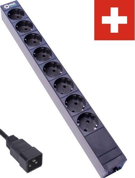 Produktbild RND PDU-Steckdosenleiste 8x Steckdose Typ F (CEE 7/3) mit Schutzkontakt - IEC 60320 C20 Schwarz 3m
