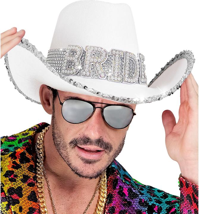 Image du produit Widmann Chapeau de cowboy blanc "mariée" avec décoration de perles