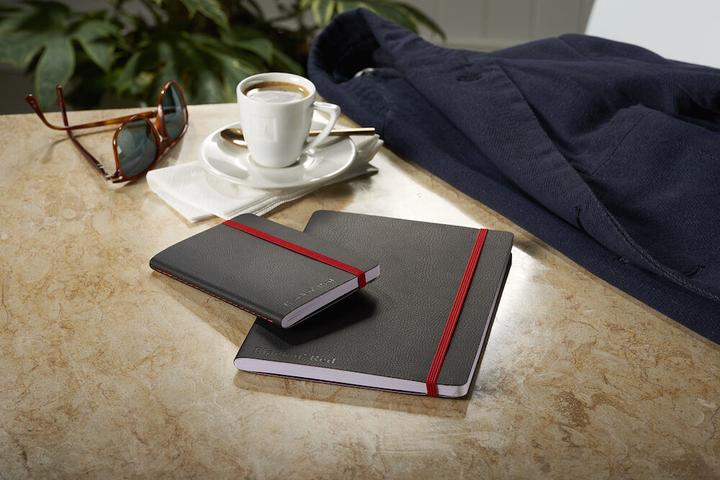 Actual product image Oxford Black n' Red B5 Soft Cover Casebound Business Journal Ruled & Numbered 144 Page Black (B5, Lined, Soft cover)