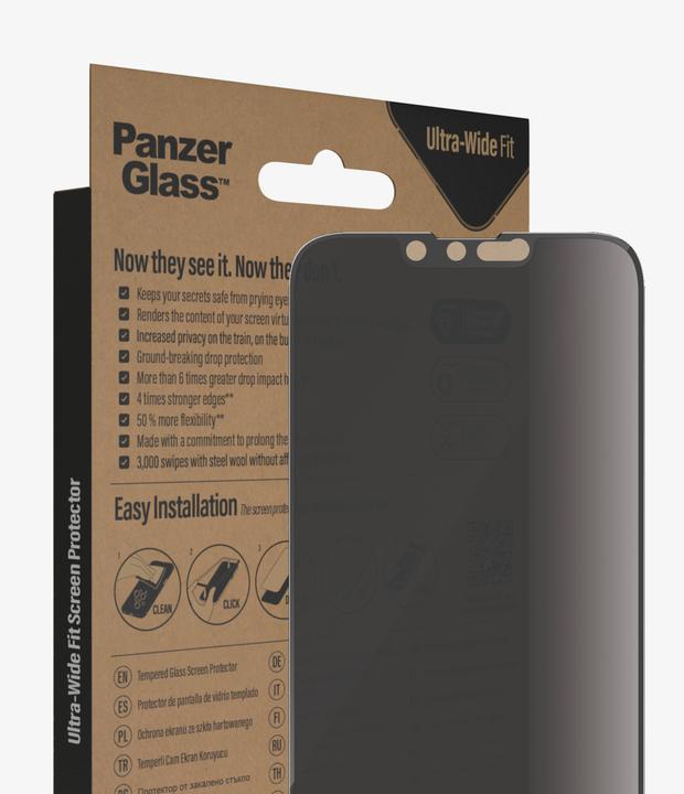 Produktbild PanzerGlass Classic Fit Privacy (1 Stück, Apple iPhone 14, Apple iPhone 13 Pro, Apple iPhone 13)