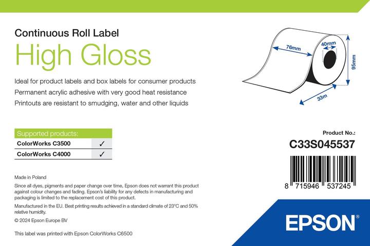 Actual product image Epson high gloss label