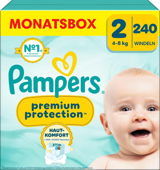Produktbild Pampers Premium Protection (Gr. 2, Monatsbox, 240 Stück)