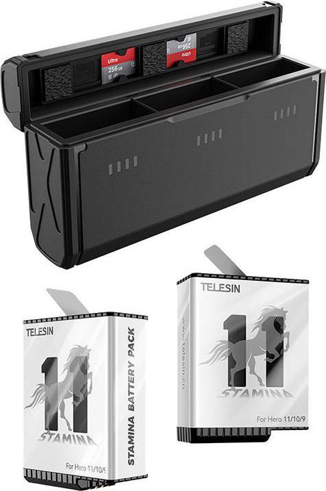 Immagine prodotto Telesin Oplaadbox tascabile + batteria 2X per GoPro 9/10/11 (Eroe 9, Eroe 10)