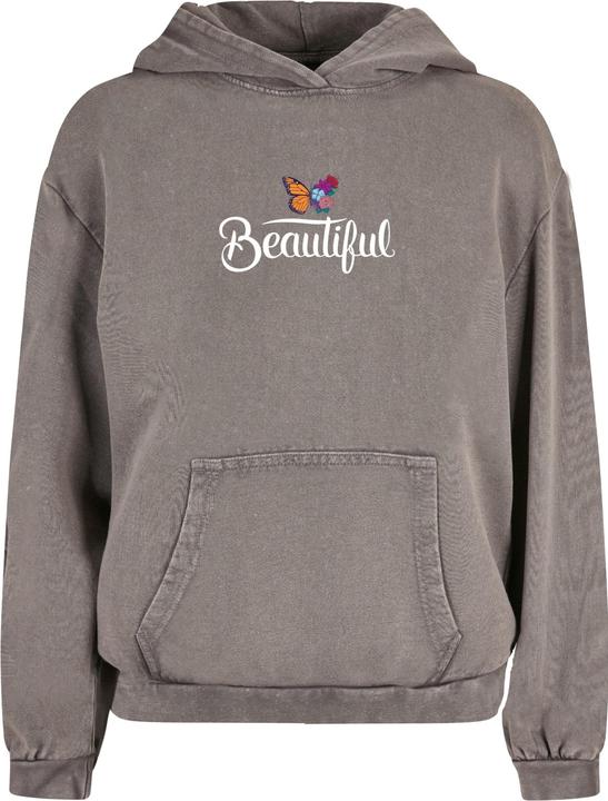 Actual product image Merchcode Ladies Frida Kahlo - Beautiful butterfly Acid Washed Oversize Hoody - 178033 (XL)