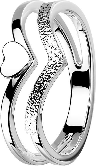 Actual product image Star Piercing Ring silver two angles with heart (60, 925 Silver)