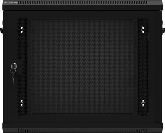 Produktbild Lanberg Nástěnná jednodílná skříň 19", 9U/600x450, (v rozloženém stavu), perforované dveře, černá ( (9 HE, 19 Zoll Rack)