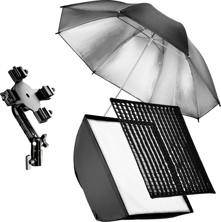 Image du produit Walimex Support de flash 4f incl. SB 60, parapluie argenté (Film protecteur)