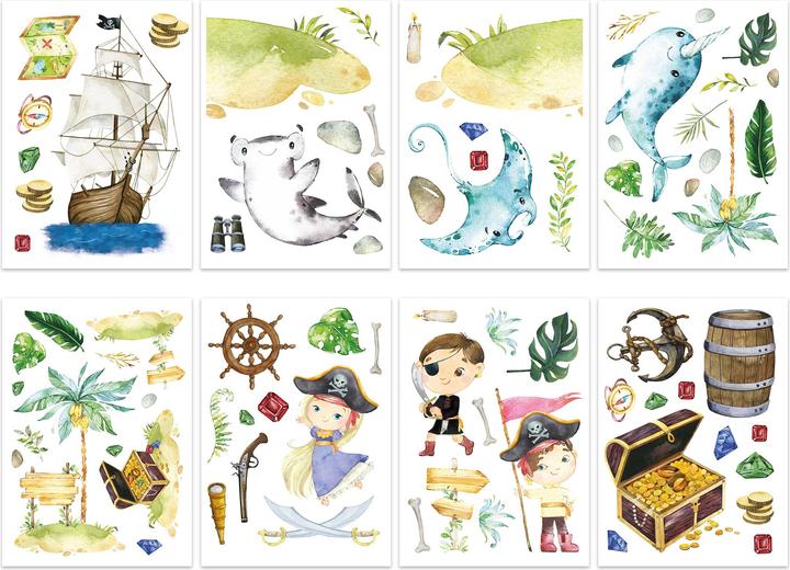 Papierdrachen Wall tattoos - Pirates - Set 9 (22 x 30 cm)