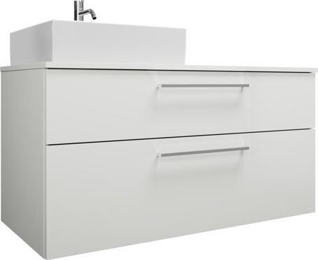 Actual product image burgbad Eqio ceramic countertop washbasins, including vanity unit 4 drawers, width 1400mm