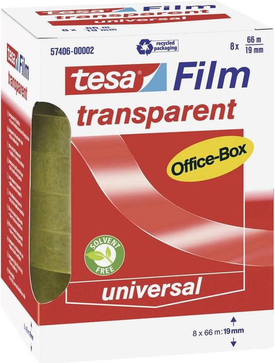 Actual product image tesa 8x tesafilm TRANSPARENT - with strong adhesion - non-ageing and tear-resistant (19 mm)
